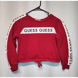 Guess Kids M 10/12 Sweatshirt Red And Black‎ Long Sleeve Crop EUC